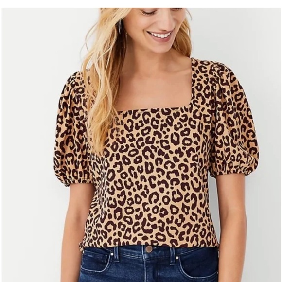 Ann Taylor Tops - NWOT L Ann Taylor Animal Print Puff Sleeve Blouse